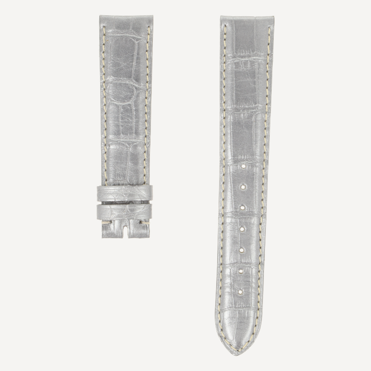 Alligator Metallic Classic, Breite 19/16, Länge 115/75, Farbe platinum, Kontrastnaht, mit Schnellwechselstegen